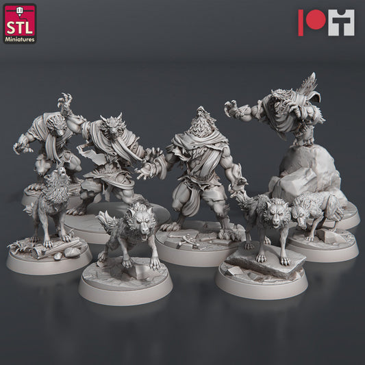 Dungeons & Dragons - STL Miniatures - Wolves & Werewolves Set (8 Figurer)