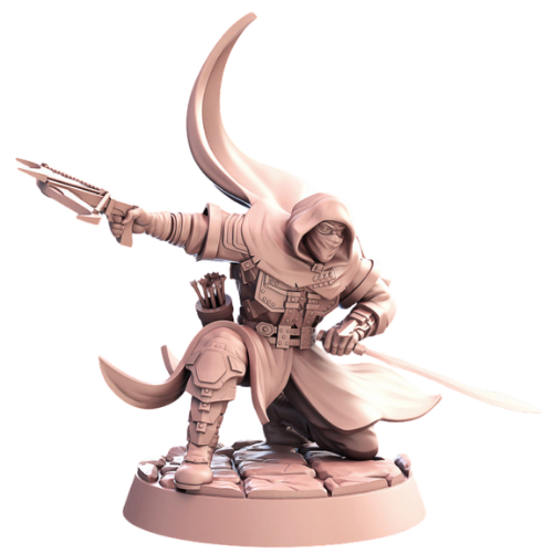 Dungeons & Dragons - STL Miniatures - Assassin with hand crossbow & sword