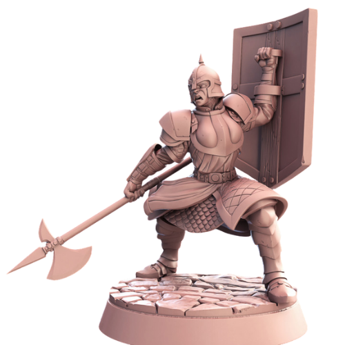 Dungeons & Dragons - STL Miniatures - City Guard with Halberd & Shield
