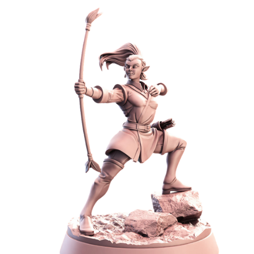 Dungeons & Dragons - STL Miniatures - Female Elf Archer aiming