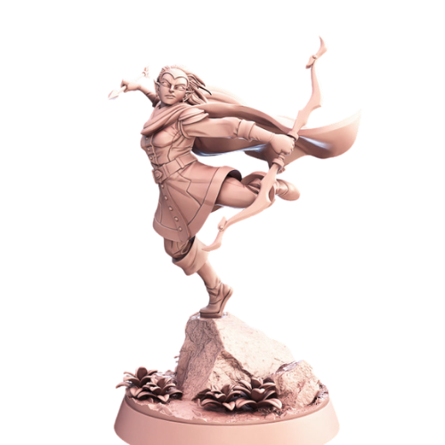 Dungeons & Dragons - STL Miniatures - Female Elf Archer Jumping