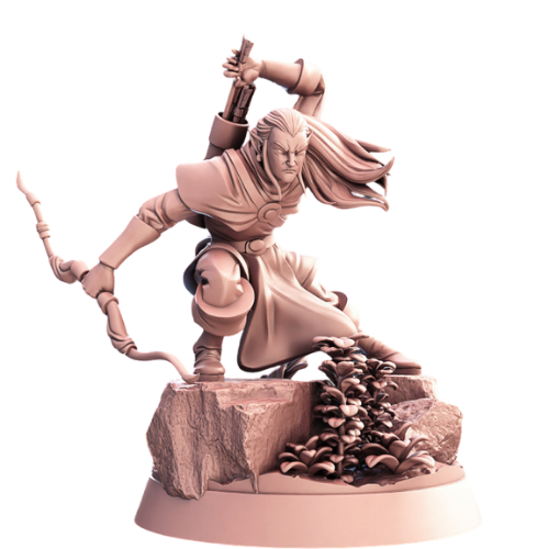 Dungeons & Dragons - STL Miniatures - Male Elf Archer crouching