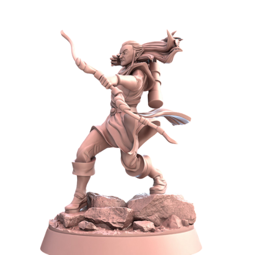 Dungeons & Dragons - STL Miniatures - Male Elf Archer aiming