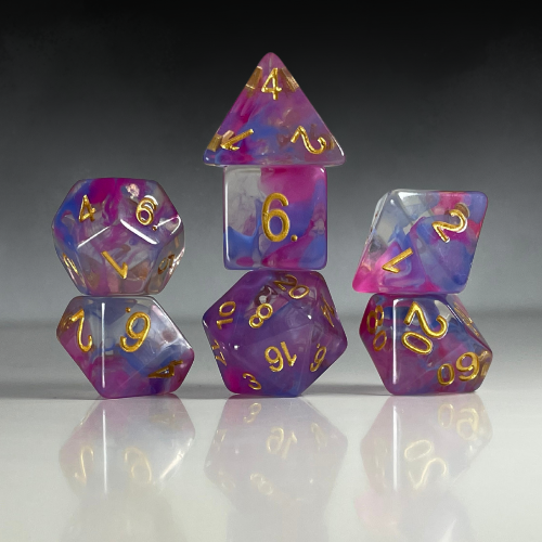 Sun Forge - RPG Dice Set - Purple & Gold Nebula (7stk)