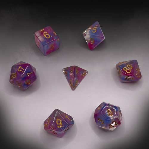 Sun Forge - RPG Dice Set - Purple & Gold Nebula (7stk)