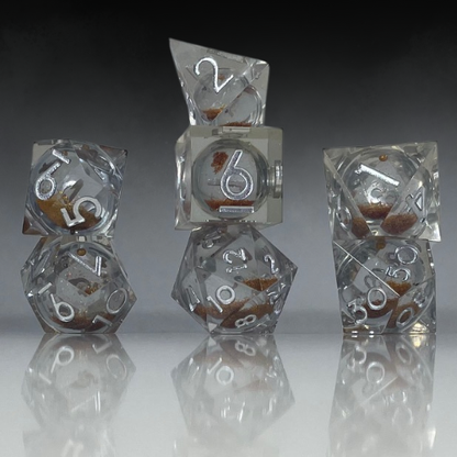 Sun Forge - RPG Dice Set - Golden Quicksand - Handmade (7stk)