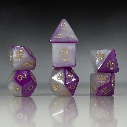 Sun Forge - RPG Dice Set - White & Purple Marble (7stk)