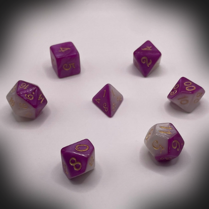Sun Forge - RPG Dice Set - White & Purple Marble (7stk)