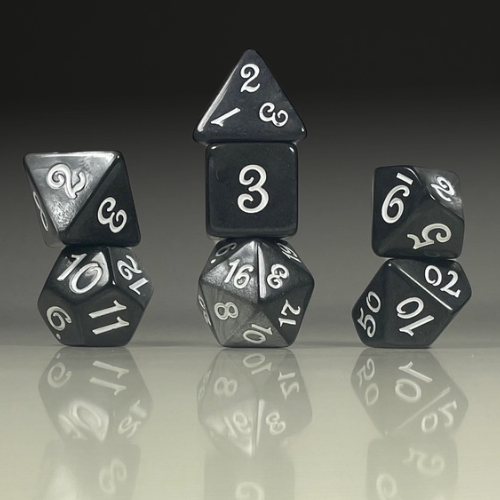 Sun Forge - RPG Dice Set - Black Glitter Akrylics (7stk)