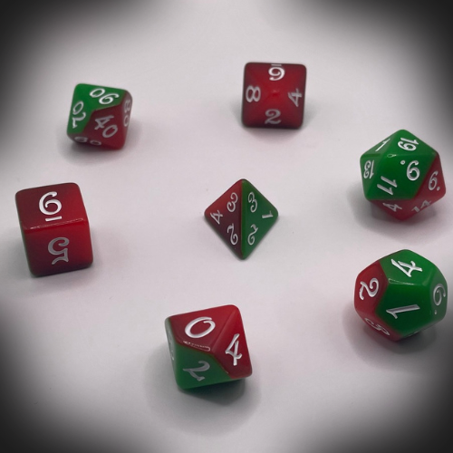 Sun Forge - RPG Dice Set - Red & Green Marble (7stk)
