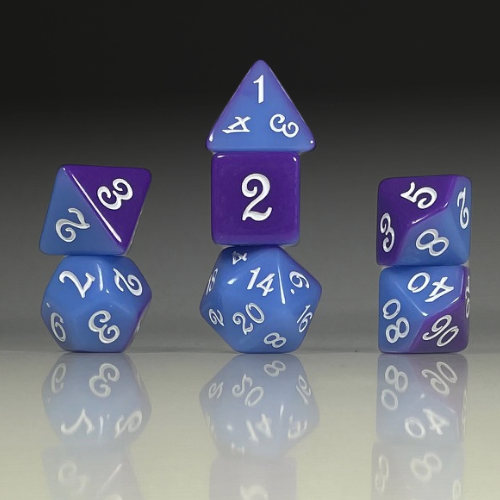 Sun Forge - RPG Dice Set - Blue & Purple Sides Akrylics (7stk)