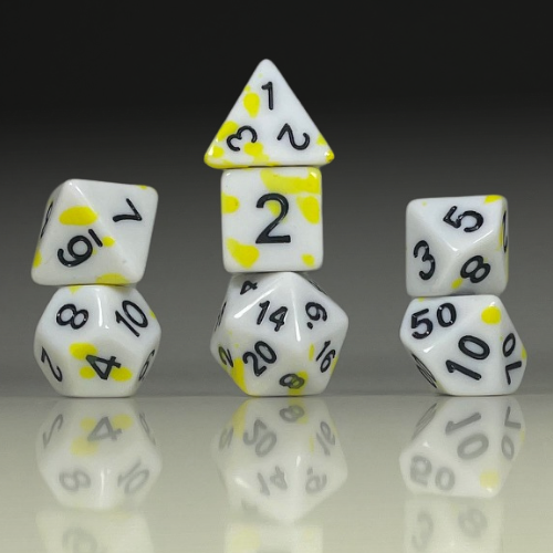 Sun Forge - RPG Dice Set - Yellow Spots Akrylics (7stk)
