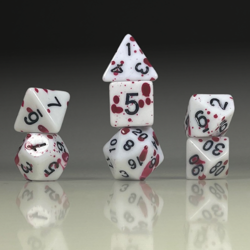 Sun Forge - RPG Dice Set - Dark Red Spots Akrylics (7stk)