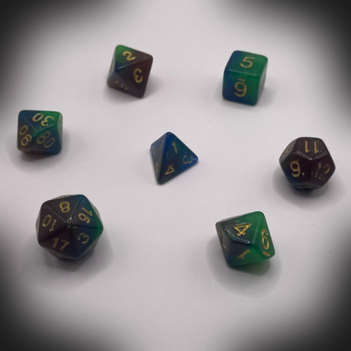 Sun Forge - RPG Dice Set - Midnight Forest - 3 Colour Swirl (7stk)