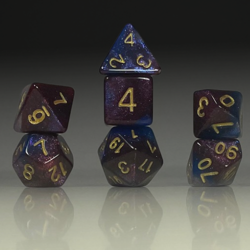Sun Forge - RPG Dice Set - Purple Skye Nebula - 3 Colour Swirl (7stk)