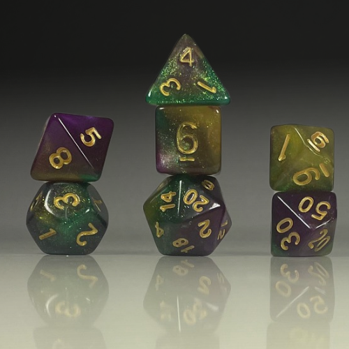Sun Forge - RPG Dice Set - Dreaming Nebula - 3 Colour Swirl (7stk)