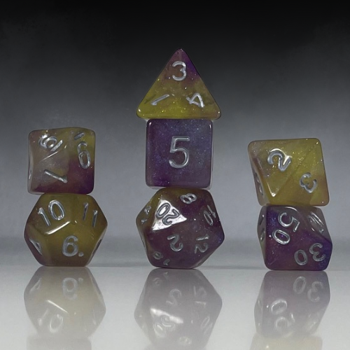 Sun Forge - RPG Dice Set - Midnight Nebula - 3 Colour Swirl (7stk)