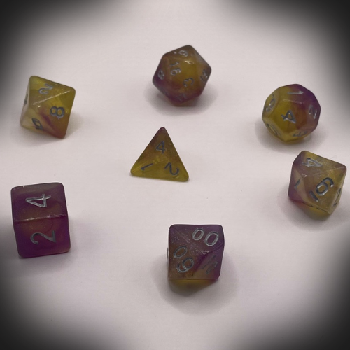 Sun Forge - RPG Dice Set - Midnight Nebula - 3 Colour Swirl (7stk)