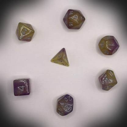 Sun Forge - RPG Dice Set - Midnight Nebula - 3 Colour Swirl (7stk)