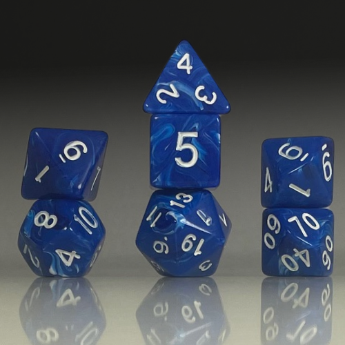 Sun Forge - RPG Dice Set - Blue Marble Akrylics (7stk)