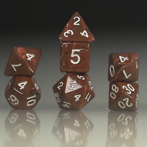 Sun Forge - RPG Dice Set - Brown Marble Akrylics (7stk)
