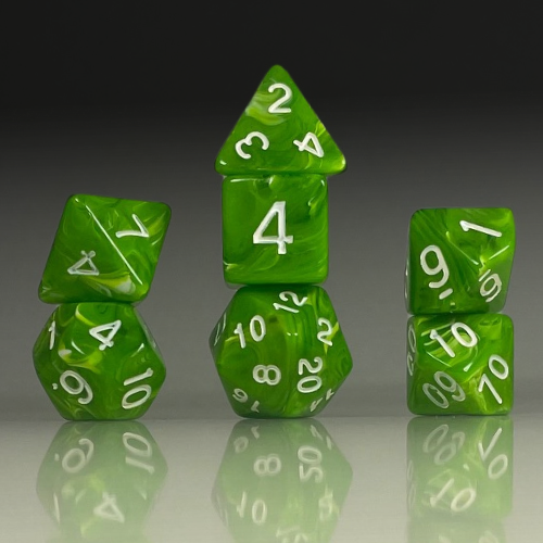 Sun Forge - RPG Dice Set - Green Marble Akrylics (7stk)