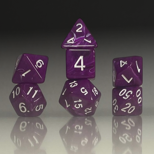 Sun Forge - RPG Dice Set - Purple Marble Akrylics (7stk)