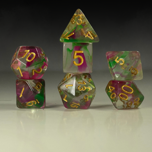 Sun Forge - RPG Dice Set - Purple & Green Nebula (7stk)