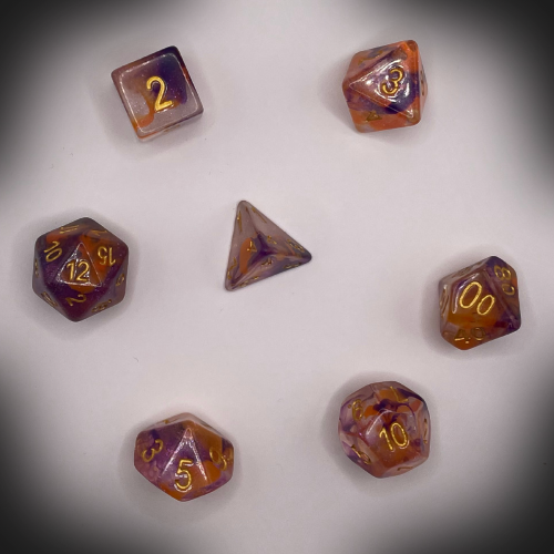 Sun Forge - RPG Dice Set - Fiery Purple Nebula (7stk)