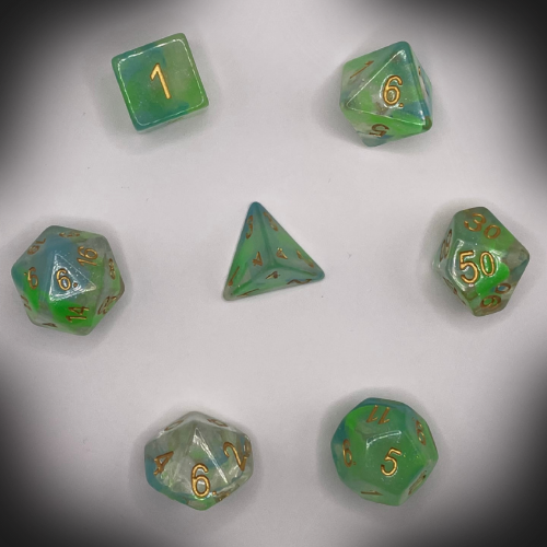 Sun Forge - RPG Dice Set - Green Starlight Nebula (7stk)