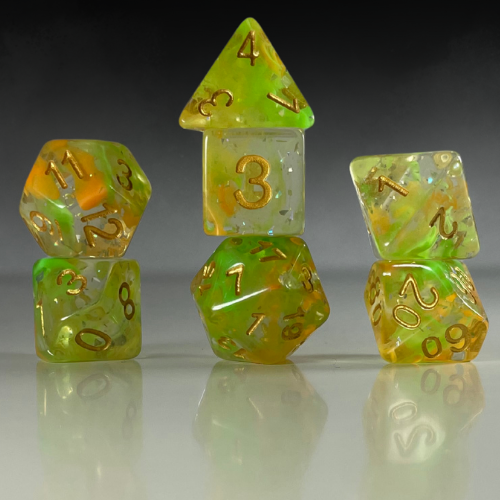 Sun Forge - RPG Dice Set - Sunyellow Nebula (7stk)