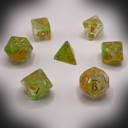 Sun Forge - RPG Dice Set - Sunyellow Nebula (7stk)