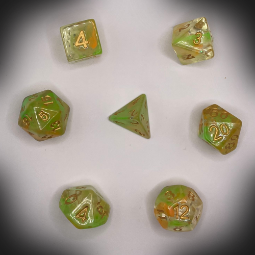 Sun Forge - RPG Dice Set - Sunyellow Nebula (7stk)