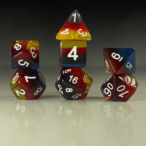 Sun Forge - RPG Dice Set - Dark Glassy Rainbow (7stk)