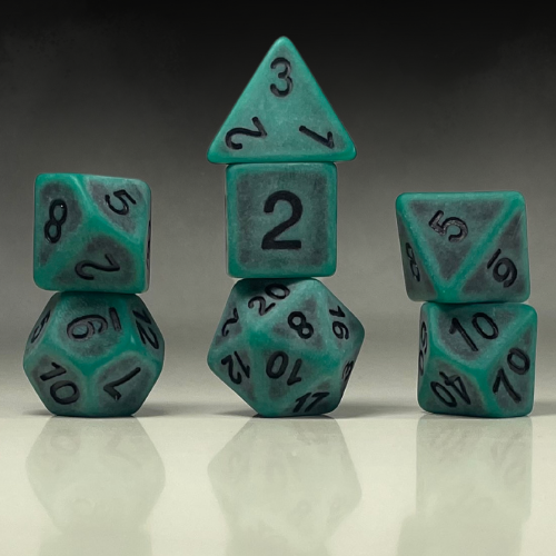 Sun Forge - RPG Dice Set - Teal Stone Antique (7stk)