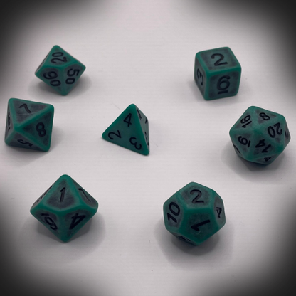 Sun Forge - RPG Dice Set - Teal Stone Antique (7stk)