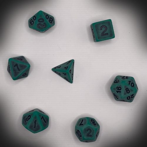 Sun Forge - RPG Dice Set - Teal Stone Antique (7stk)
