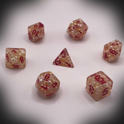 Sun Forge - RPG Dice Set - Golden Red Capsphere (7stk)