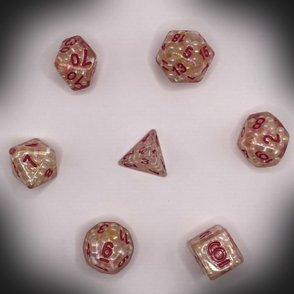 Sun Forge - RPG Dice Set - Golden Red Capsphere (7stk)