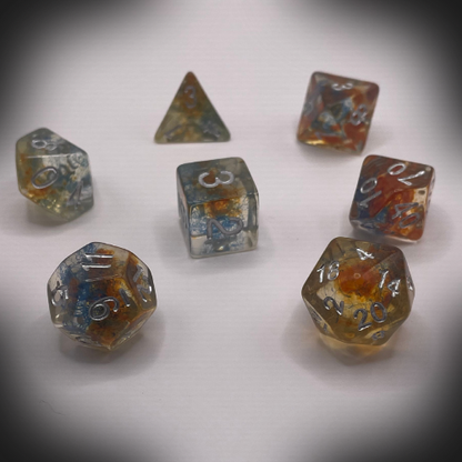 Sun Forge - RPG Dice Set - Deep Sea Cotton (7stk)