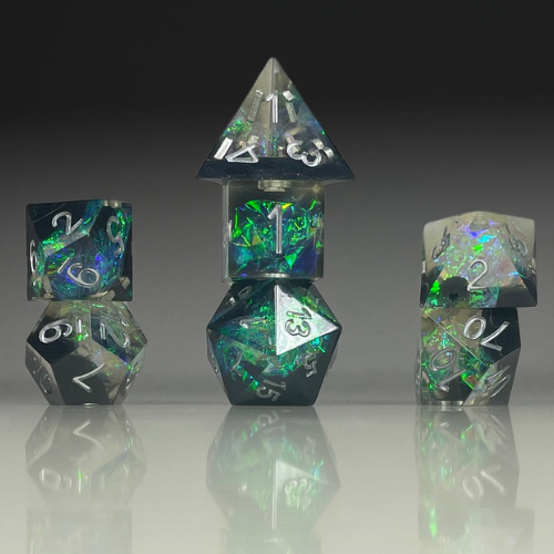 Sun Forge - RPG Dice Set - Light & Darkness - Handmade (7stk)