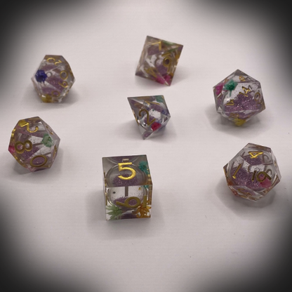 Sun Forge - RPG Dice Set - Flowers of the Druid - Handmade (7stk)