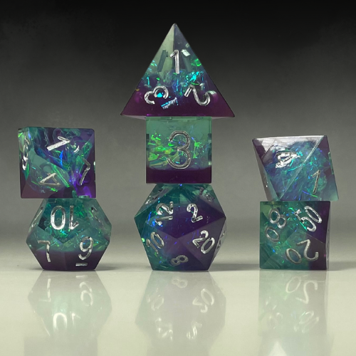 Sun Forge - RPG Dice Set - Vortex Crystal - Handmade (7stk)