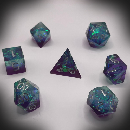 Sun Forge - RPG Dice Set - Vortex Crystal - Handmade (7stk)