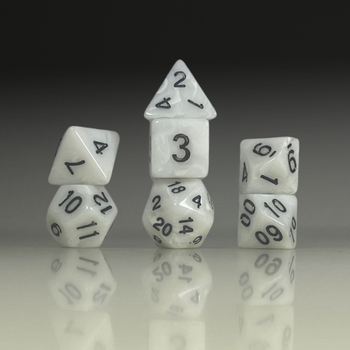 Sun Forge - RPG Dice Set - White Marble Akrylics (7stk)