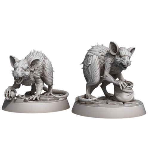 Dungeons & Dragons - STL Miniatures - Giant Rats (2 miniatures)