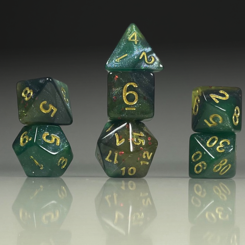 Sun Forge - RPG Dice Set - Forest Nebula - 2 Colour Swirl (7stk)