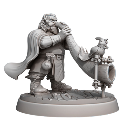 Dungeons & Dragons - STL Miniatures - Dwarf Musician with Large Horn