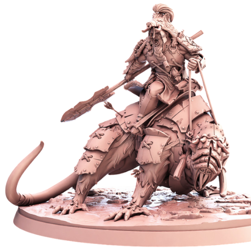 Dungeons & Dragons - STL Miniatures - Orc Warband Warchief on mount