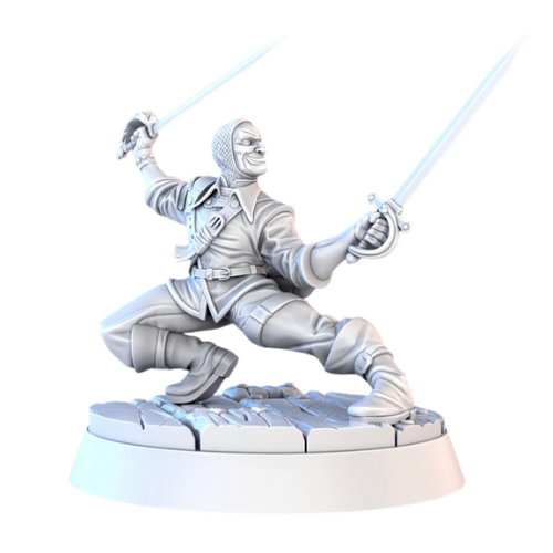 Dungeons & Dragons - STL Miniatures - Human Male Pirate with 2 sabres